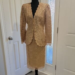Vintage Miss Elliette Gold Lace Detail Ensemble